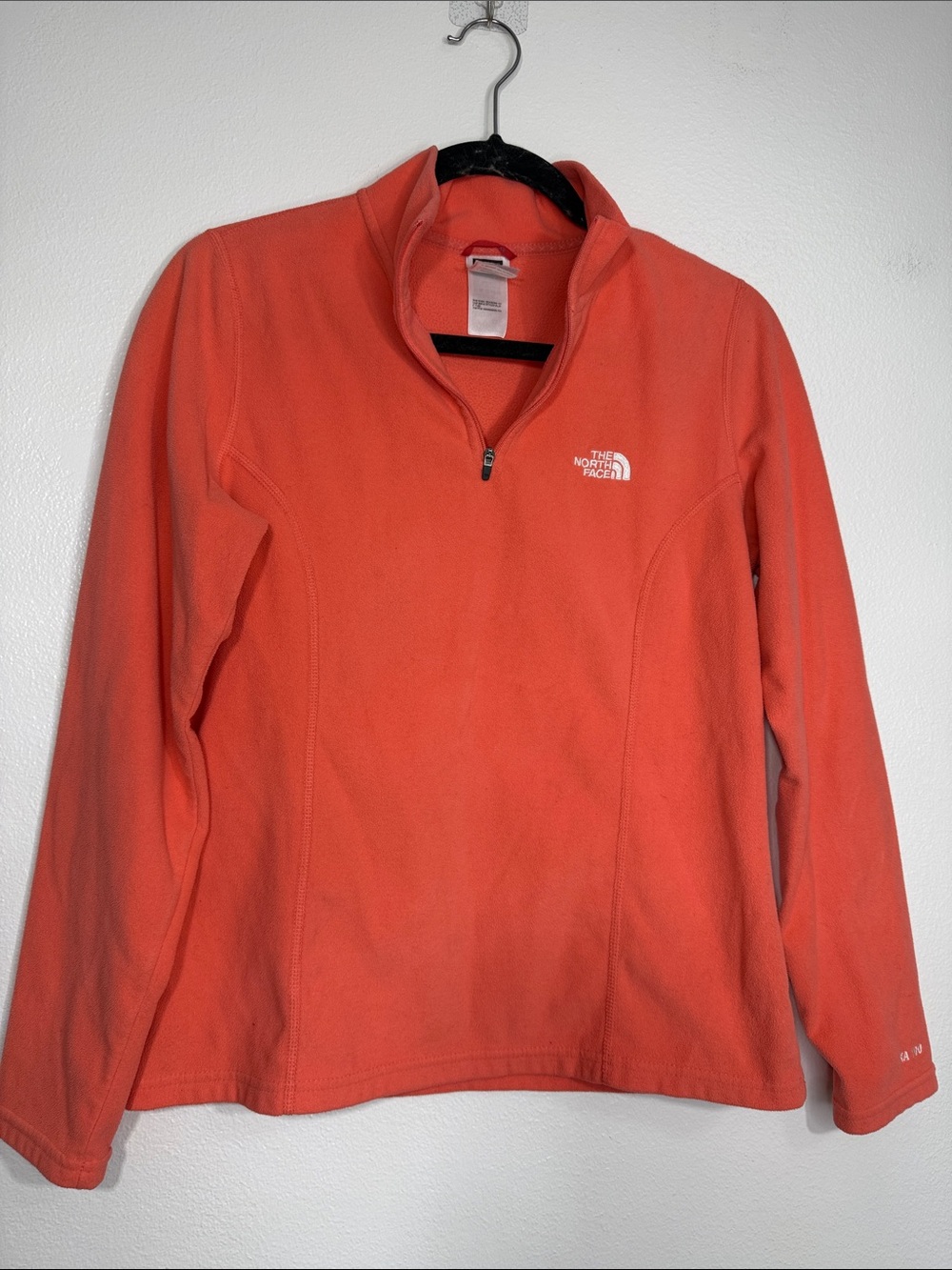The North Face Womens TKA 100 Glacier 1/4 Zip Fleece Pullover Coral orange